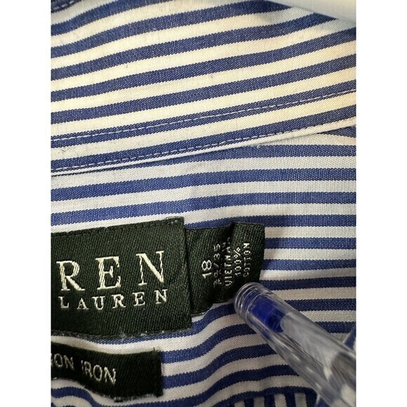 Ralph Lauren Dress Shirt Stripe 18 34/35 (Relaxed) Classic Fit Non Iron - Picture 10 of 10